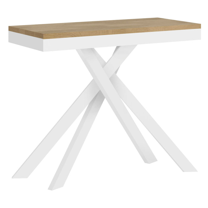 Console extensible 90x40/196 cm Krack Small Evolution chêne nature cadre blanc