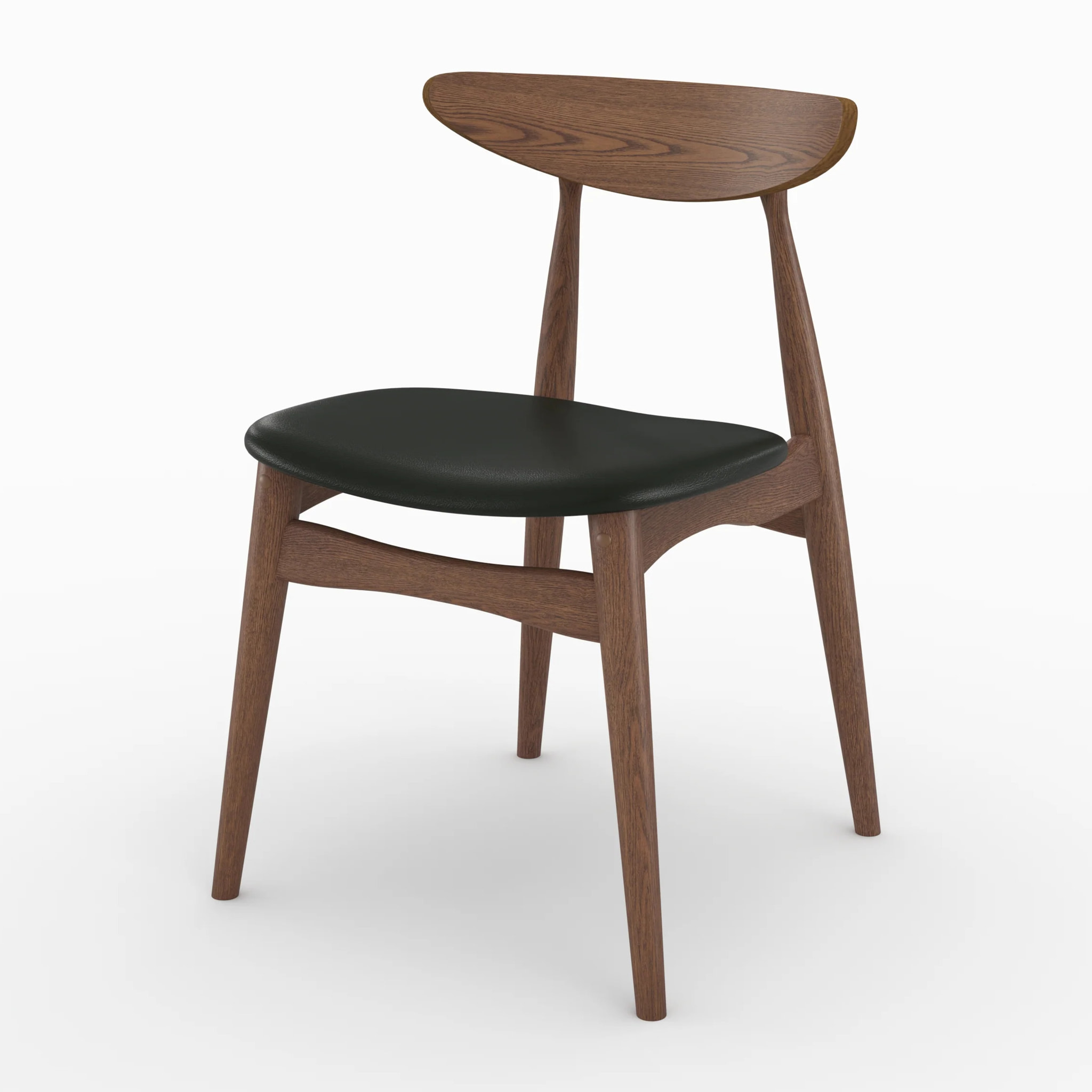 Lot de 2 chaises en cuir synthétique noir et bois d'hévéa - Josette