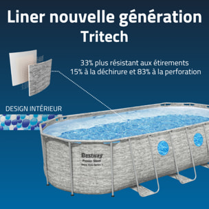 Bestway Piscine hors sol tubulaire ovale Bestway Power Steel Swim Vista 549 x 274 x 122 cm décor pierres