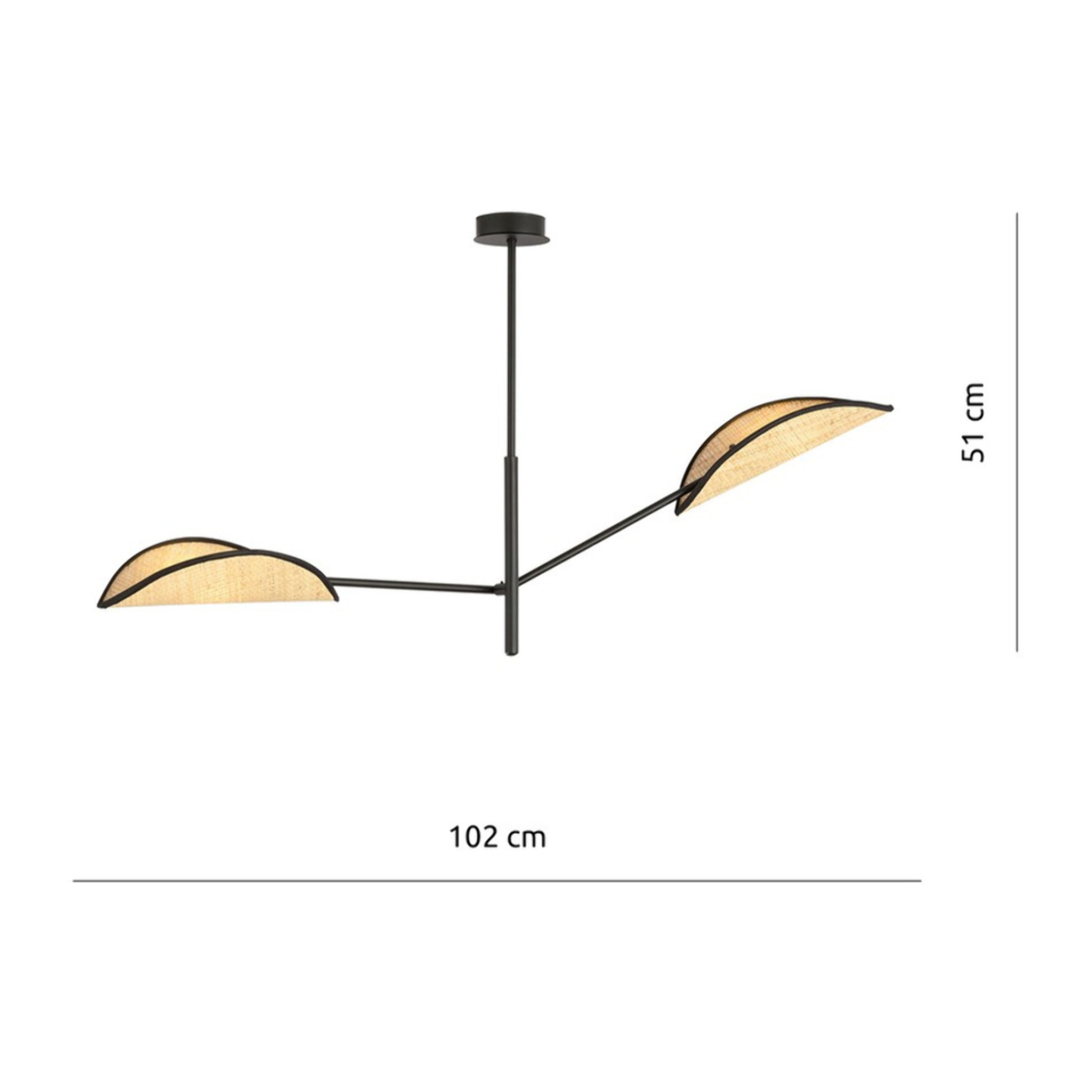 Lampada a sospensione VENE in acciaio nero e rattan