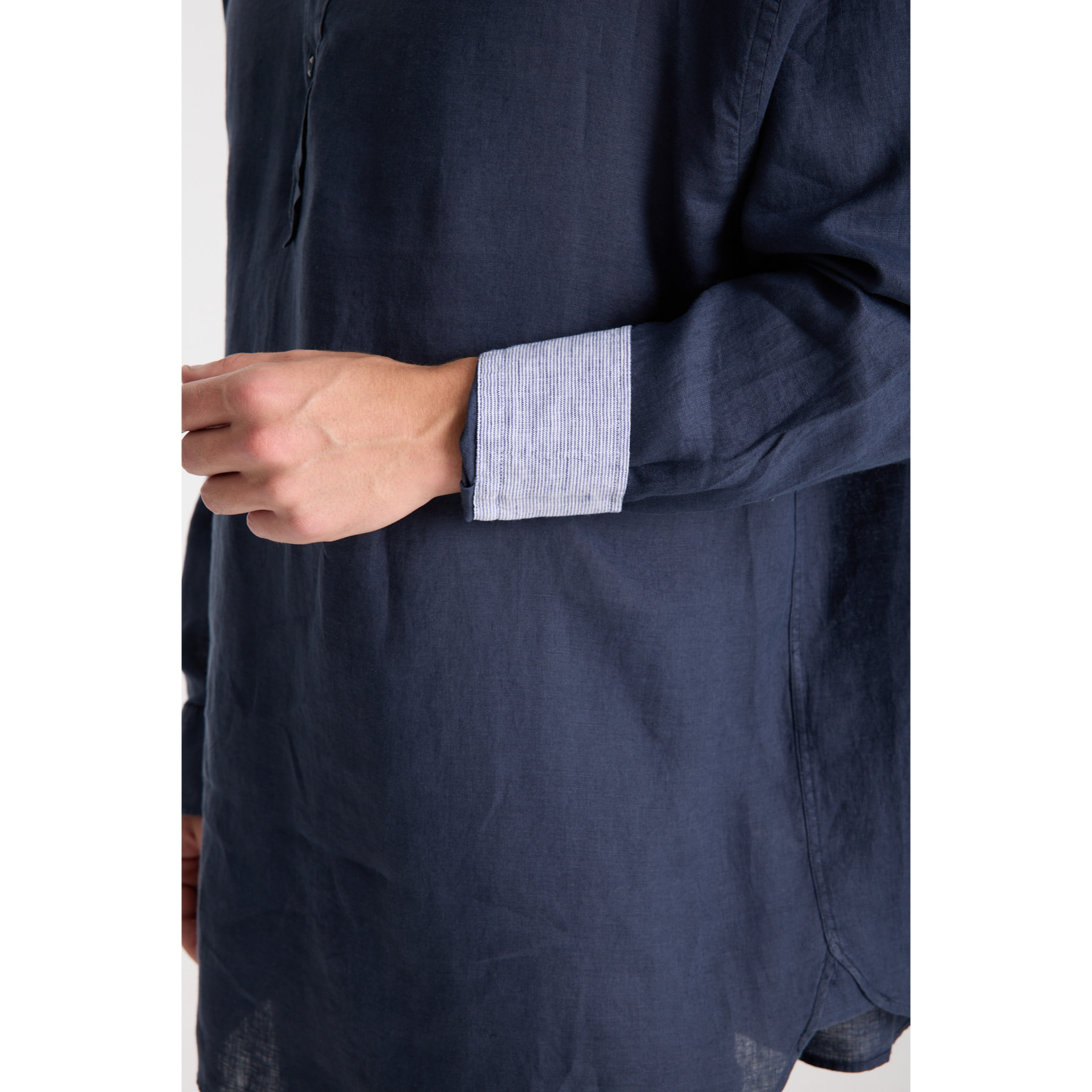 camicia uomo 1 bottone button down slim Popeline Stretch Unito Blu