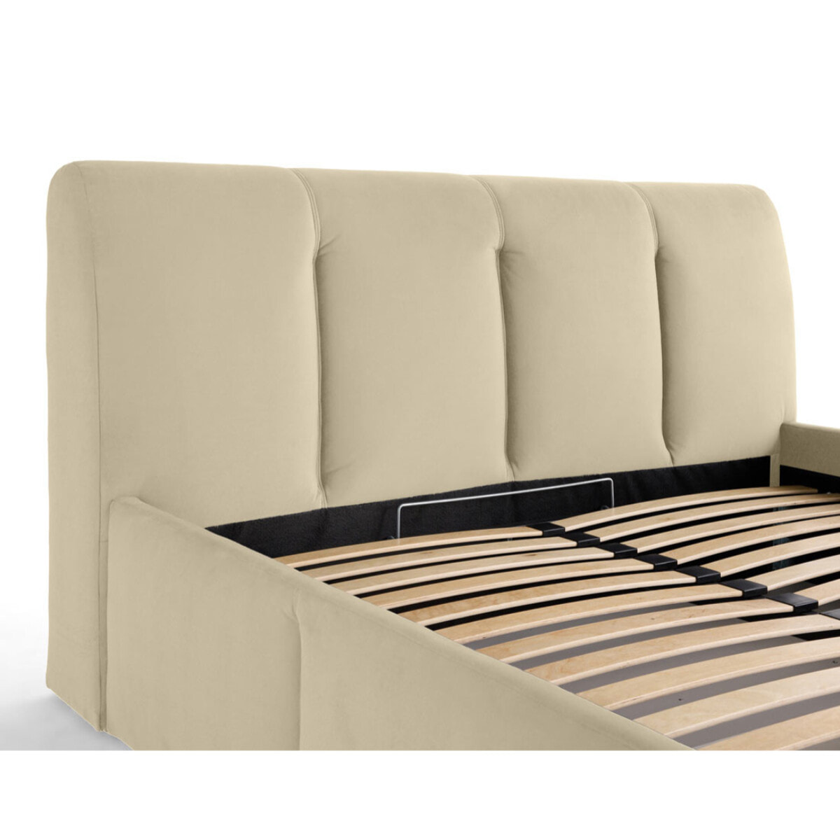 Elysia - lit coffre - 160x200 - en velours - sommier inclus - Beige