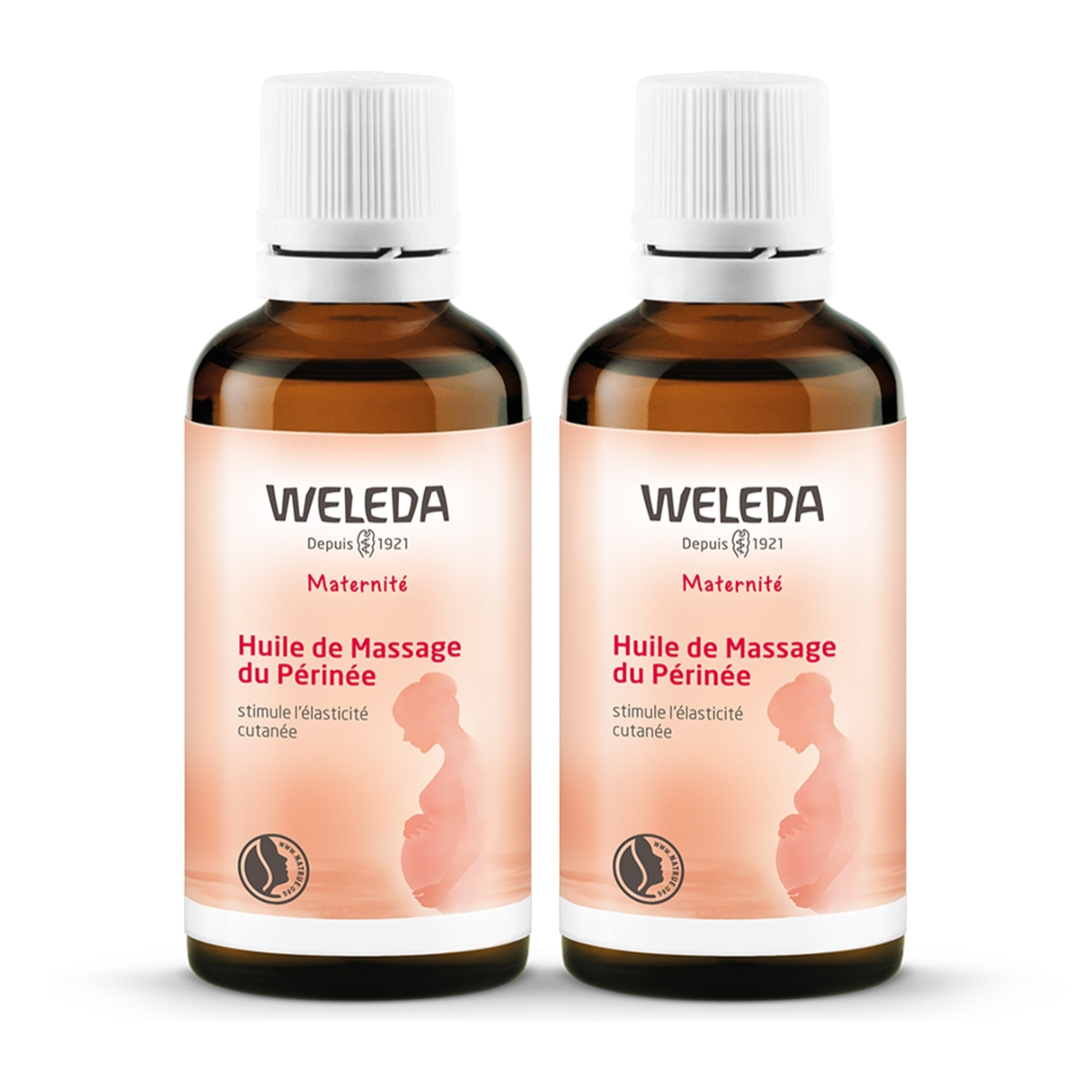 WELEDA - Duo Huile de Massage du Périnée  - Nourrit et assouplit - Vegan - Certifié Natrue - Flacon 50 ml  x 2
