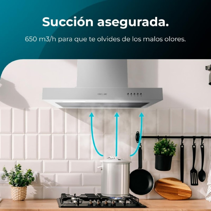 Cecotec Hotte aspirante en T Bolero Flux TM 606500 Inox A