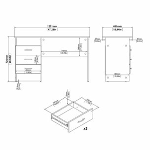 Scrivania Andre, Scrittoio multiuso, Tavolo per ufficio porta PC, Piano di lavoro, 120x48 h72 cm, Quercia