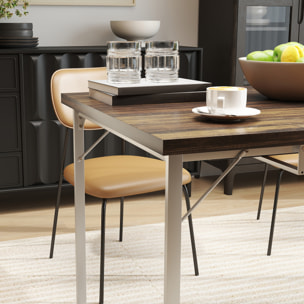 Mesa de Comedor Extensible Rectangular para 4-6 Personas Mesa de Cocina Extensible con Patas Metálicas para Salón 120-160x80x75 cm Marrón