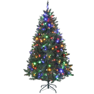 Árbol de Navidad 180 cm, Árbol Navideño de Abeto con Luces LED, 9 Modos de Iluminación, 802 Ramas con Nieve Artificial, Soporte Metálico, Fácil de Montar, Verde