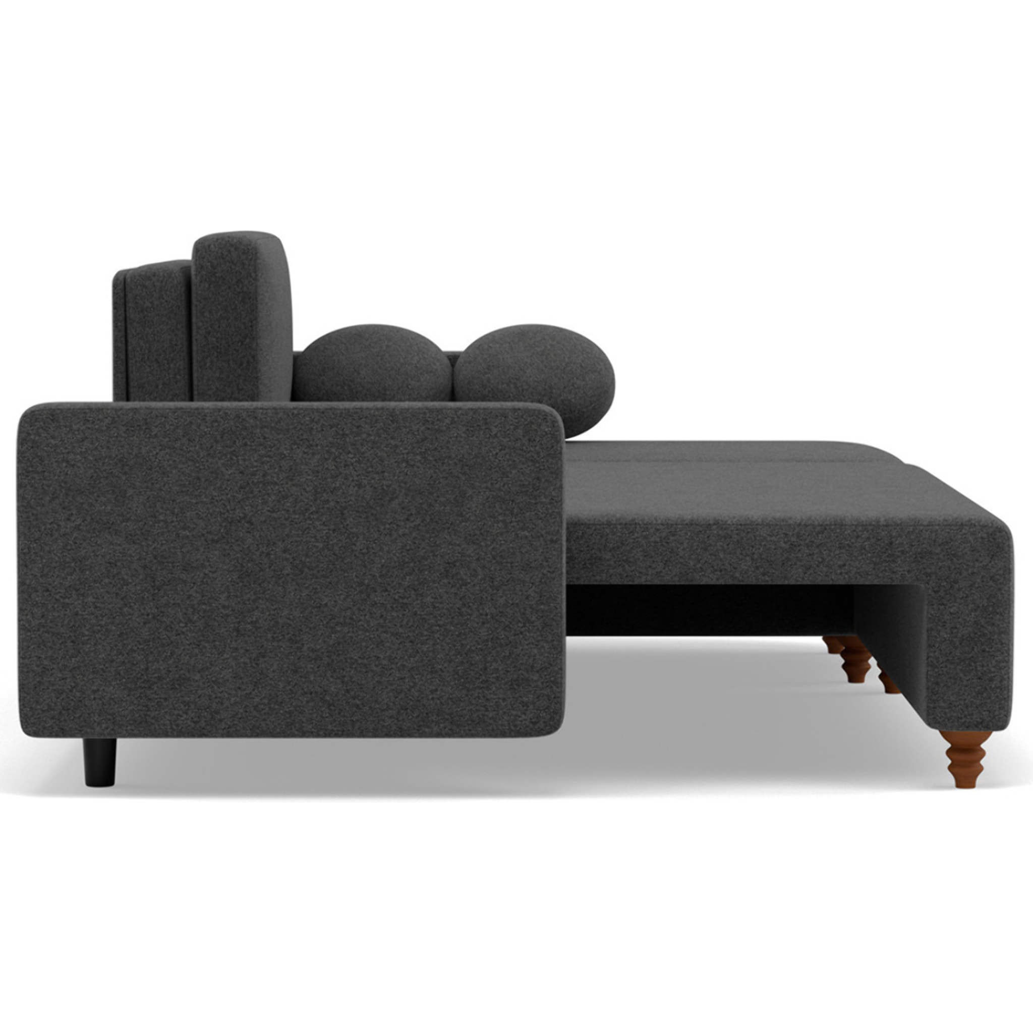 Calypso - canapé d'angle réversible 4 places convertible avec coffre en tissu - Gris Anthracite