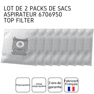 Lot de 2 packs de 8 sacs aspirateur 6706950 Philips Tornado Electrolux TopFilter