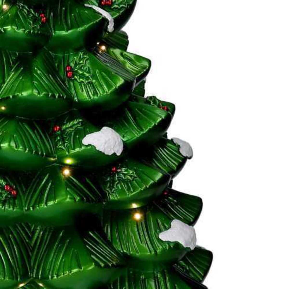 Albero in resina innevato verde con led cm36x36h67