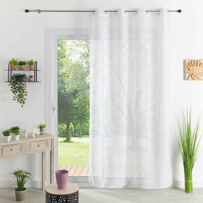 Voilage brodé style art déco - Blanc