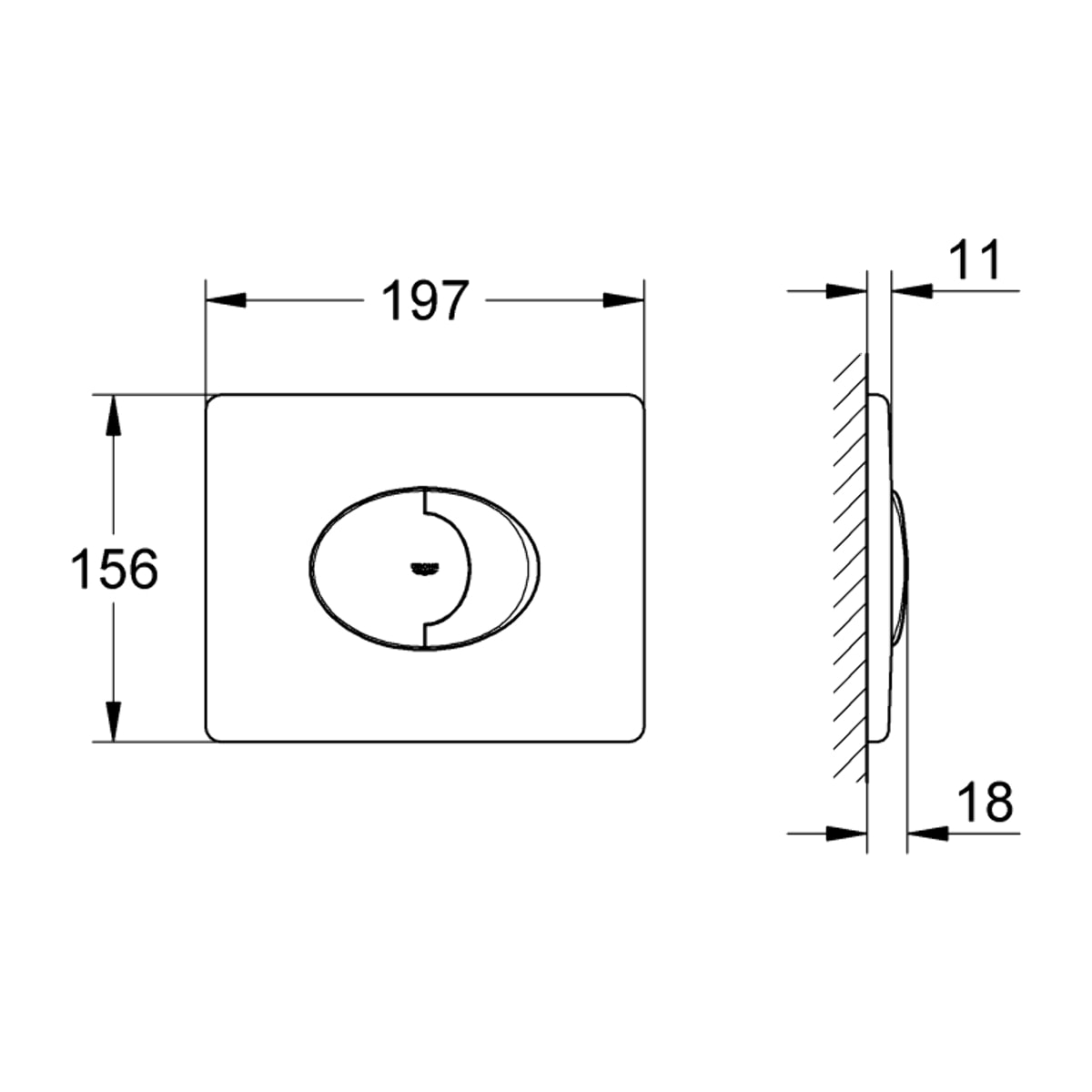 Plaque de commande WC horizontale Skate Air, chromée
