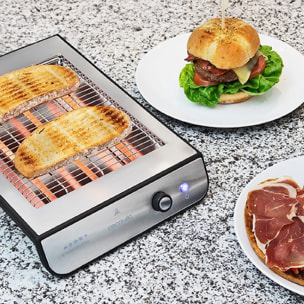 Tostador Plano Horizontal Turbo Easy Toast Inox. 900 W de Potencia en 6 Niveles,