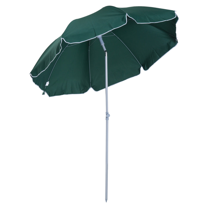 Parasol inclinable octogonal de jardin Ø 2 m métal polyester vert