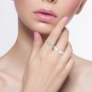 Anillos de compromiso a juego con diseño diamantes en plata de ley 925. Ajustables.