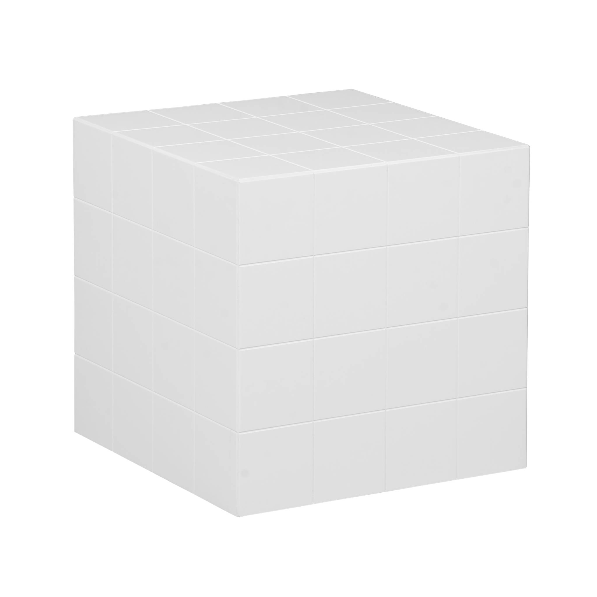 Table basse. table d'appoint cubique imitation carreaux de ciment blanc 40x40cm - Kubeeek