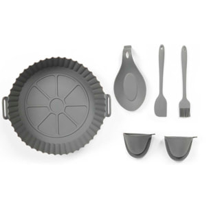 Set de 6 utensilios de silicona para freidora de aire.