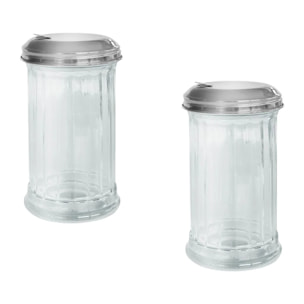 Saupoudreuse en verre pratique lot de 2, hauteur 14 cm Ø 7,5 cm Fackelmann Basic