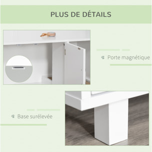 Maison de toilette pour chat - 2 portes, niche, grattoir amovible - MDF blanc