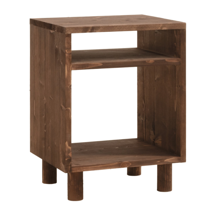 Mesita de noche de madera maciza en tono nogal de 51x32cm Alto: 50.5 Largo: 32 Ancho: 37.5