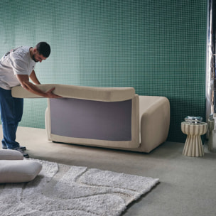 Canapé convertible 2 places tissu chenille gris clair - L 170 x P 95 x H 76cm - Twist