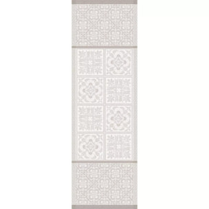 Chemin de table pur lin anti tache motif jacquard Harmonie beige