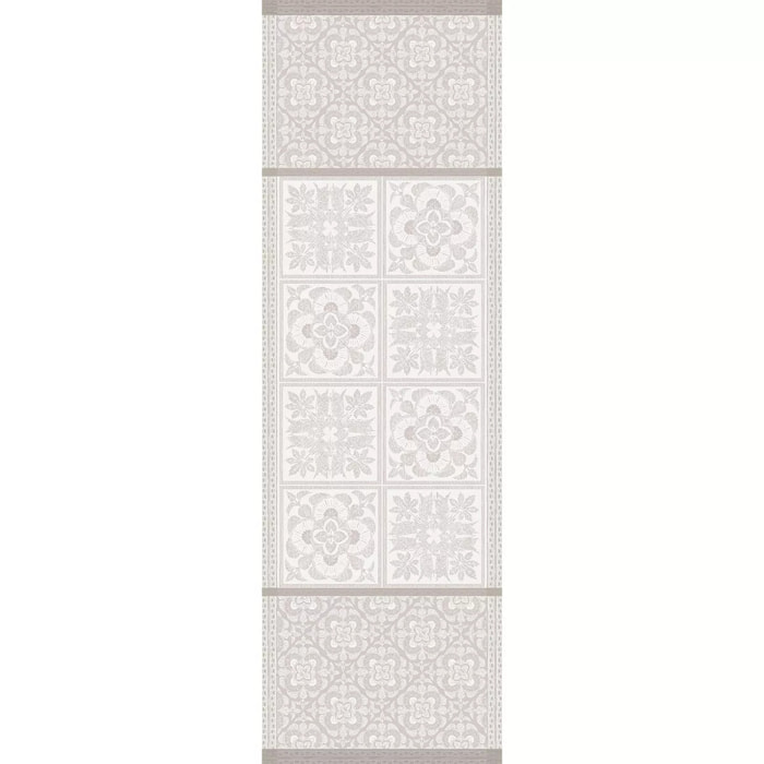 Chemin de table pur lin anti tache motif jacquard Harmonie beige