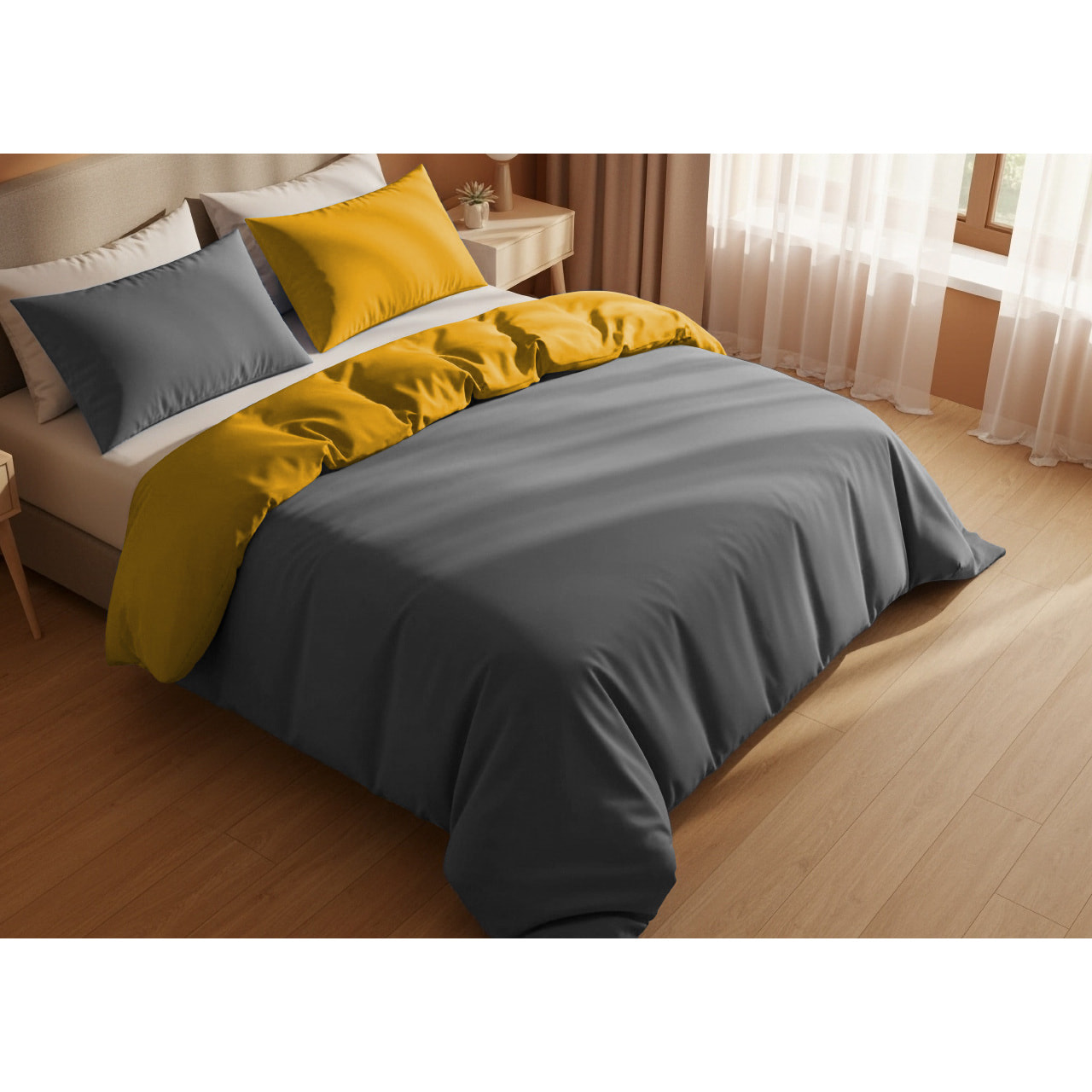 Copripiumino Bicolor Double Face Matrimoniale 100% Cotone Made in Italy