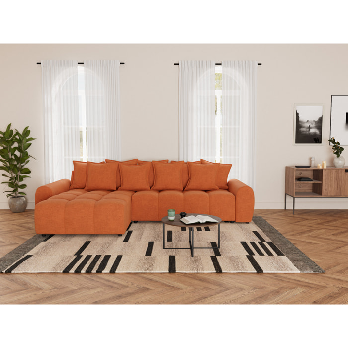 Adelaide - canapé d'angle réversible 4 places en tissu texturé - Terracotta