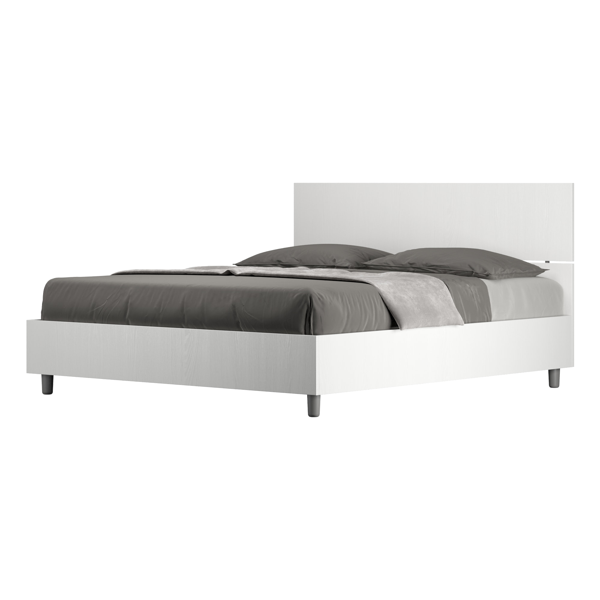 Lit sans sommier 160x200 tête de lit droite frêne blanc Demas