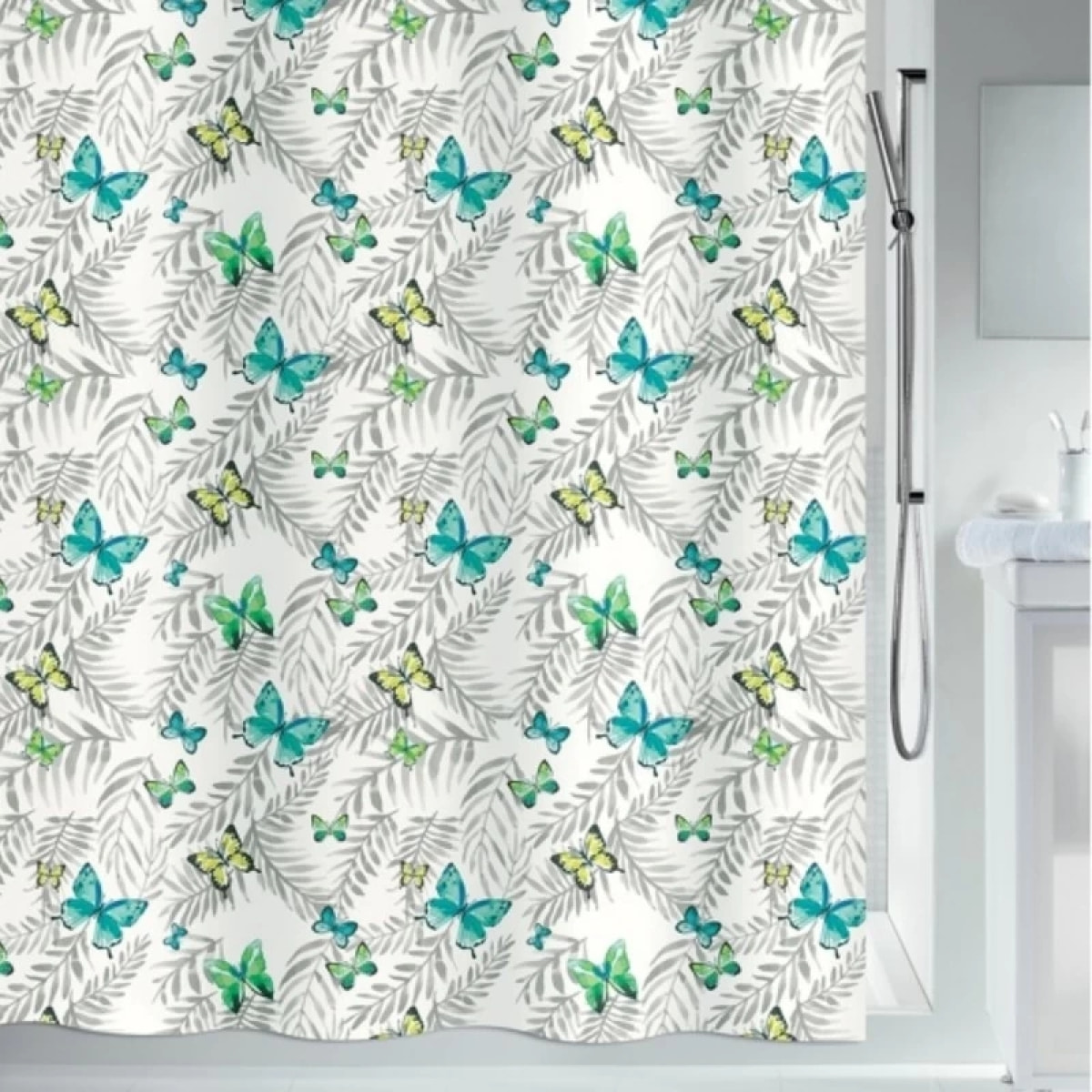 Rideau de douche Polyester PAPILLONS 180x180cm Motif papillons Spirella