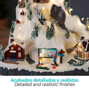 Escena navideña de esquí con led y movimiento, decoración navideña usb con función try me de 30,5x24x28,5 cm