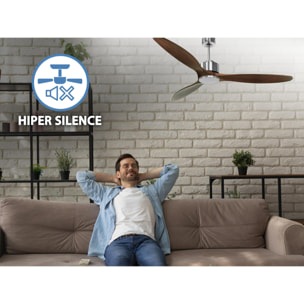 Ventilateur de plafond ø166 cm avec Wifi Réversible Hypersilence 40   W Argent