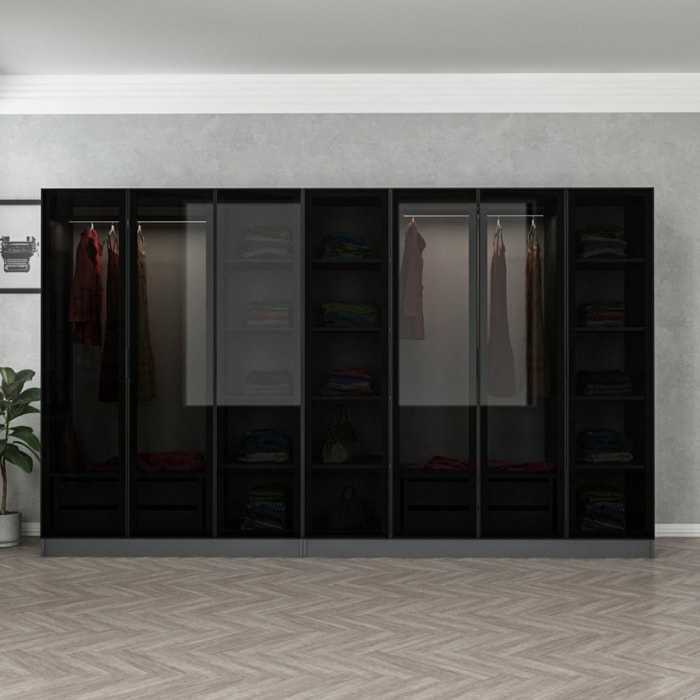 DUMAS - Dressing avec étagères et penderies - 21 espaces de stockage - 315 x 210 x 52 cm