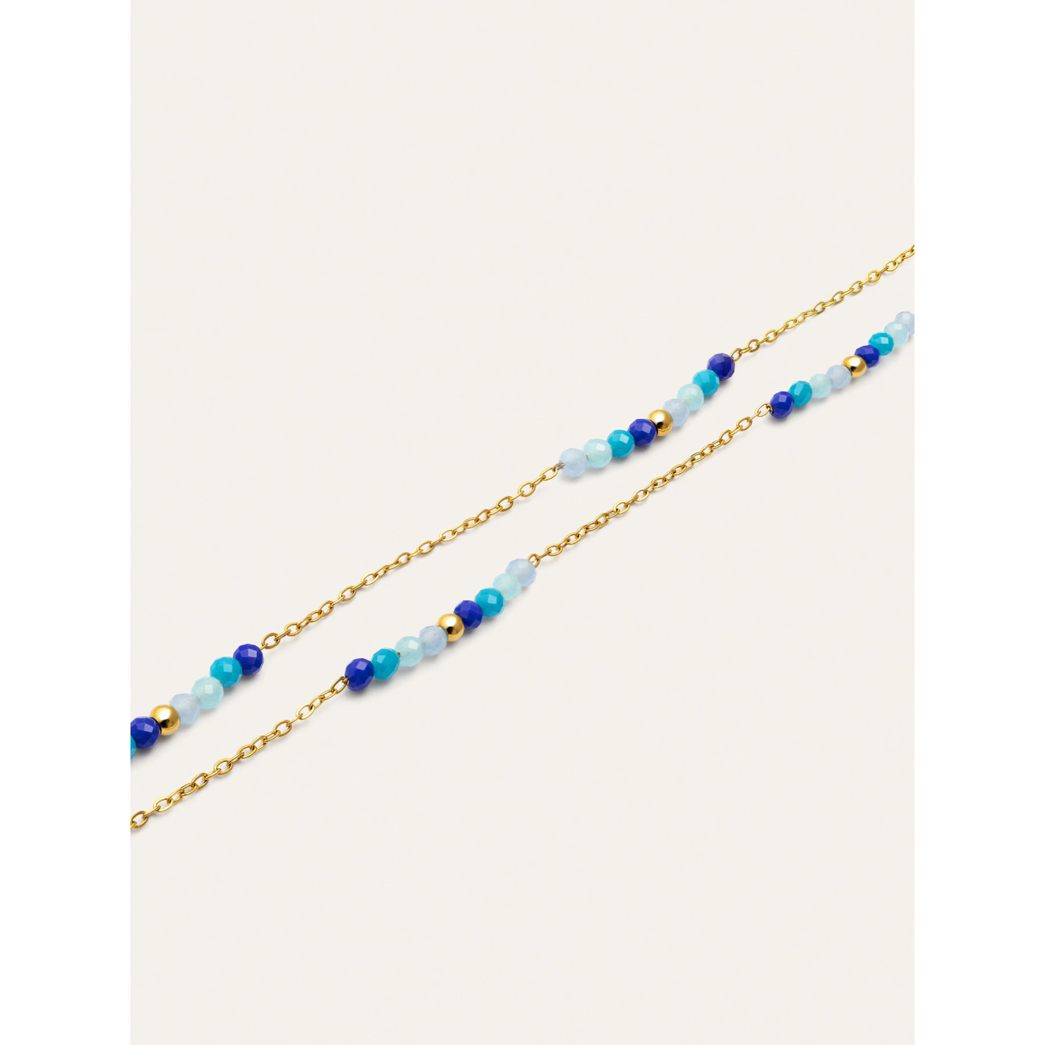 Collar Long Crystal Sea Acero Baño Oro