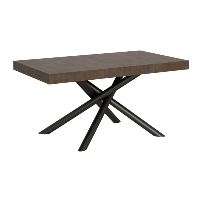 Table extensible 90x160/264 cm Famas Noyer cadre Anthracite