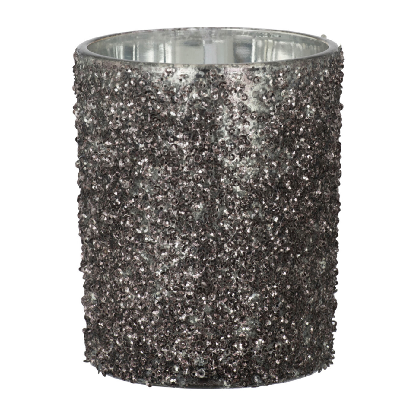 J-Line photophore Paillettes - verre - gris anthracite - large