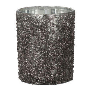 J-Line photophore Paillettes - verre - gris anthracite - large