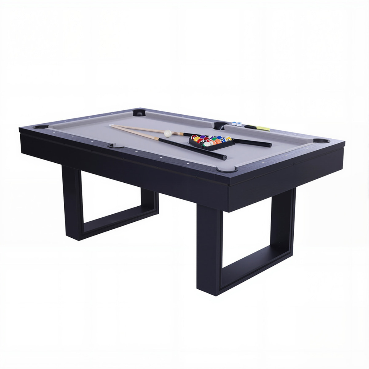 Table multi-jeux 3 en 1 billard et ping-pong en bois noir ARIES
