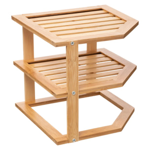 Étagère d'angle 2 niveaux bambou