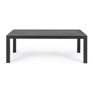 Tavolino da giardino OVIEDO con piano in ceramica e struttura in alluminio antracite, 120×70 cm