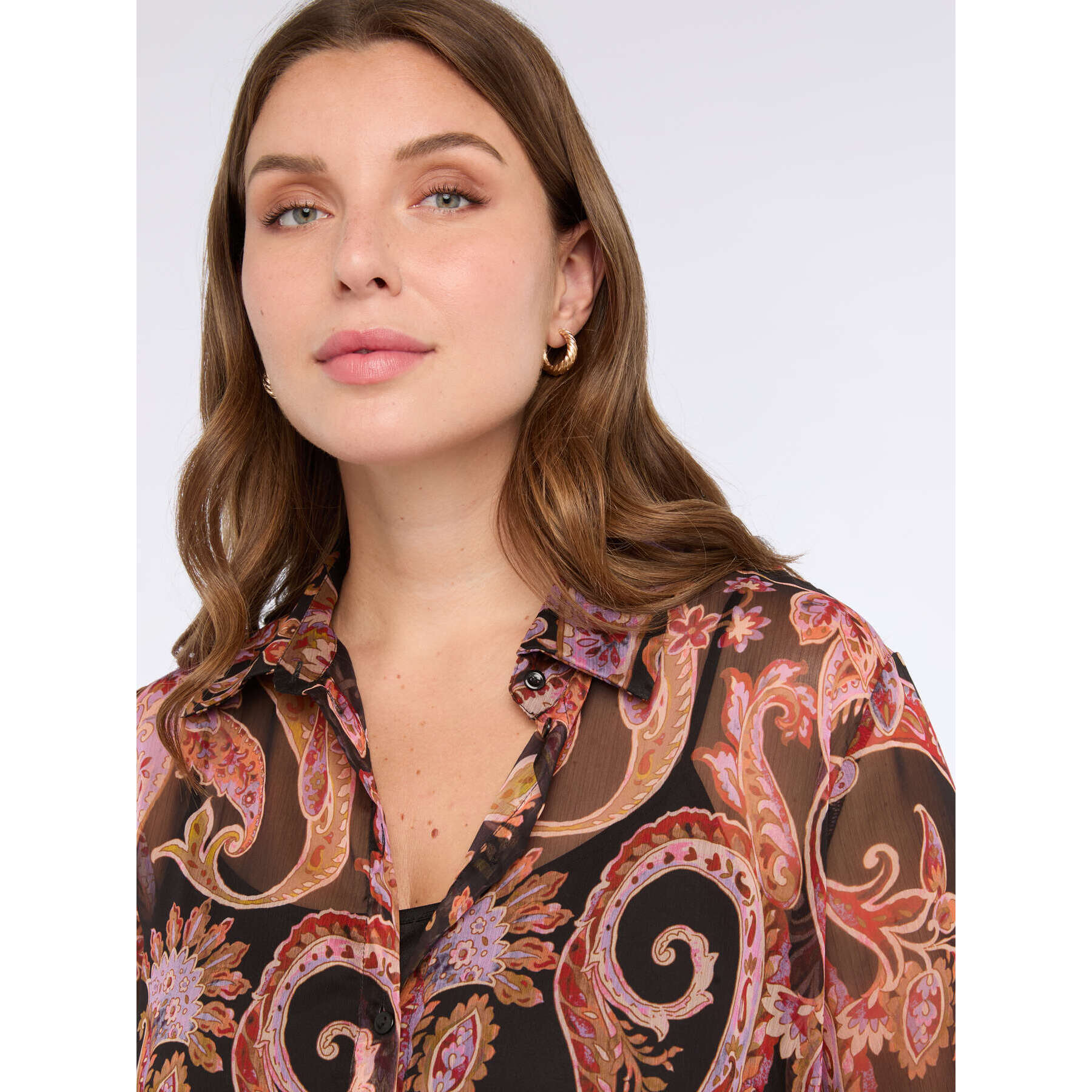 Fiorella Rubino - Vestido camisero largo con estampado de cachemira - Negro