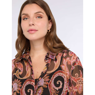 Fiorella Rubino - Vestido camisero largo con estampado de cachemira - Negro