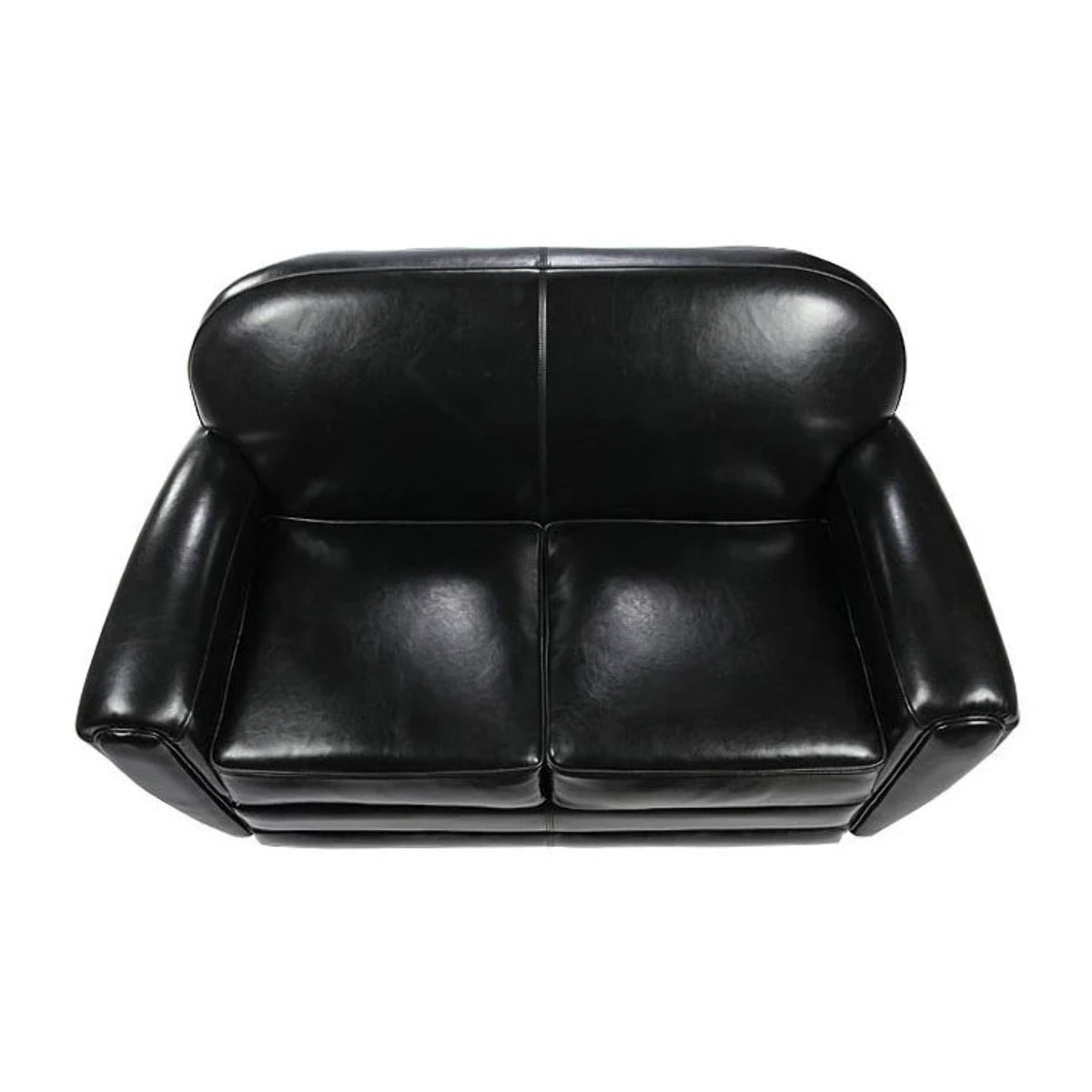 Canapé 2 places noir en croute de cuir enduite - Club