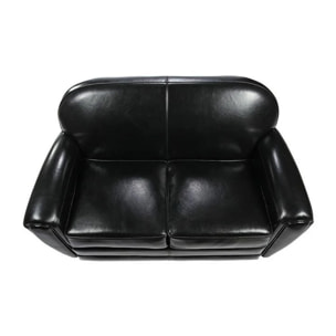 Canapé 2 places noir en croute de cuir enduite - Club