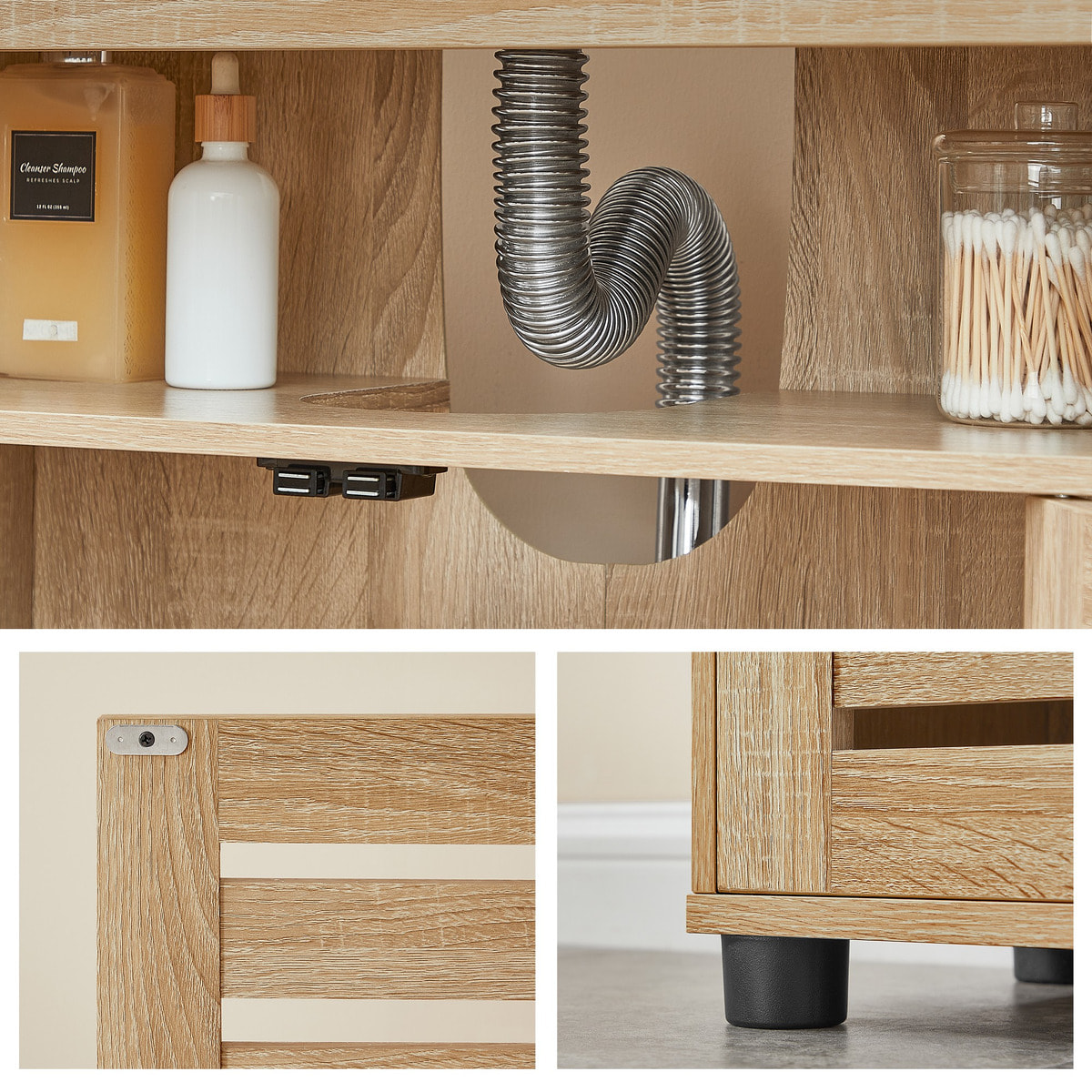 Mobile sottolavabo Sonoma in legno rovere con ante a persiana