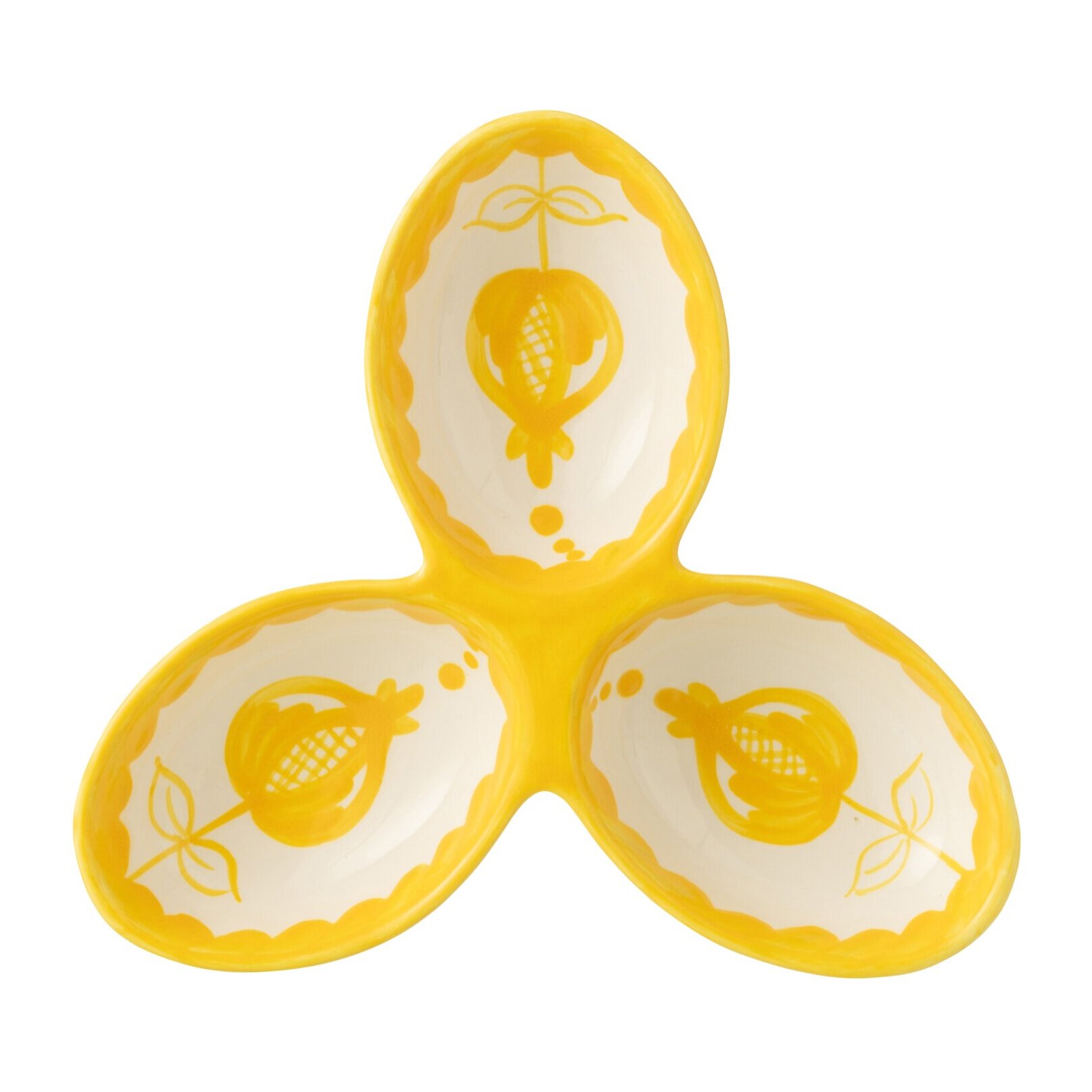 J-Line plat à tapas Granada Clover - céramique - blanc/jaune