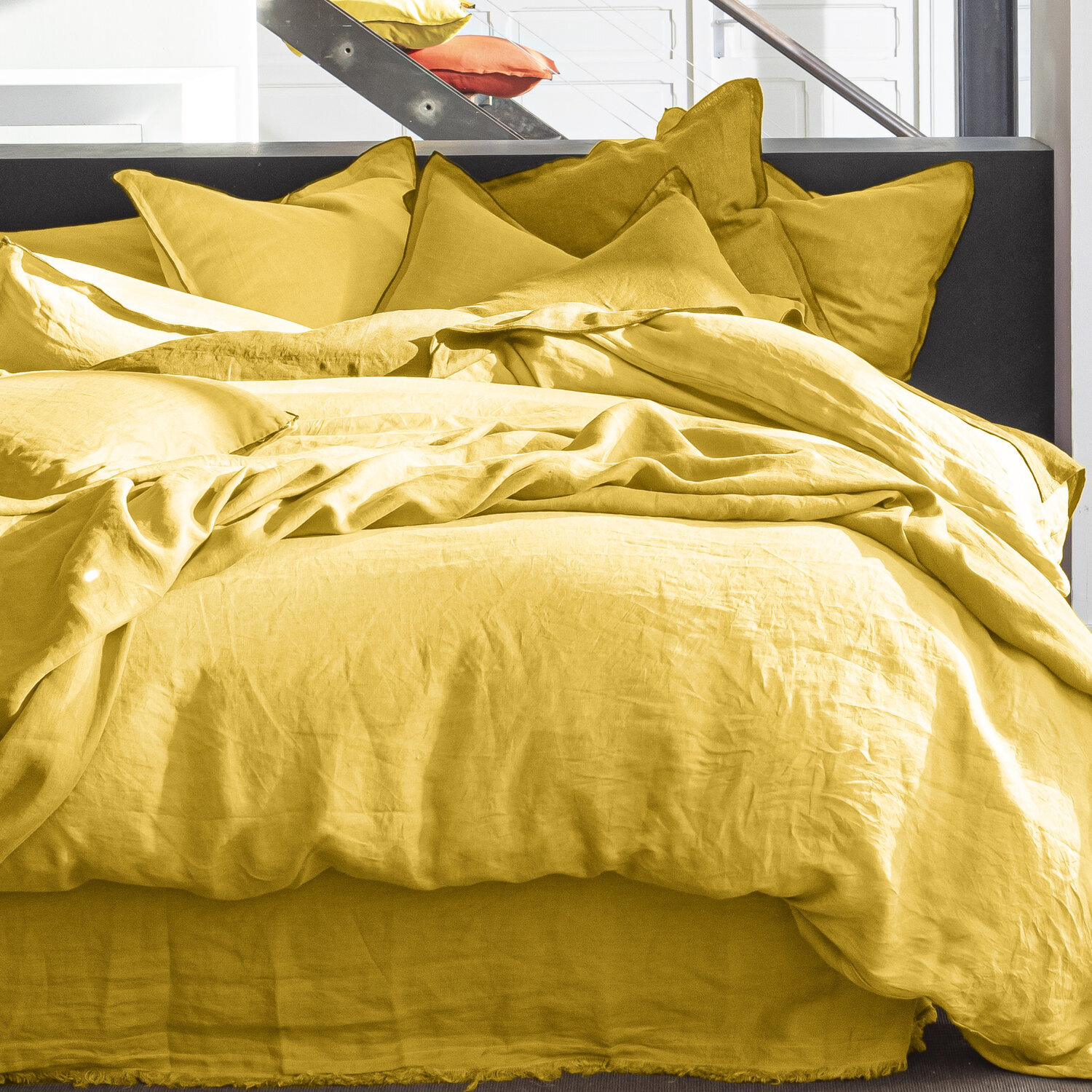 Drap housse bonnet 40 cm 100% lin lavé - prune