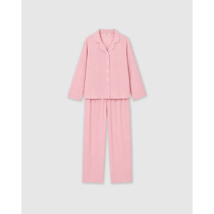 Pigiama lungo camicia in mussola rosa chiaro