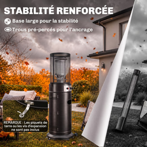 Parasol chauffant gaz 11kW 30m² grille de protection rouelttes noir